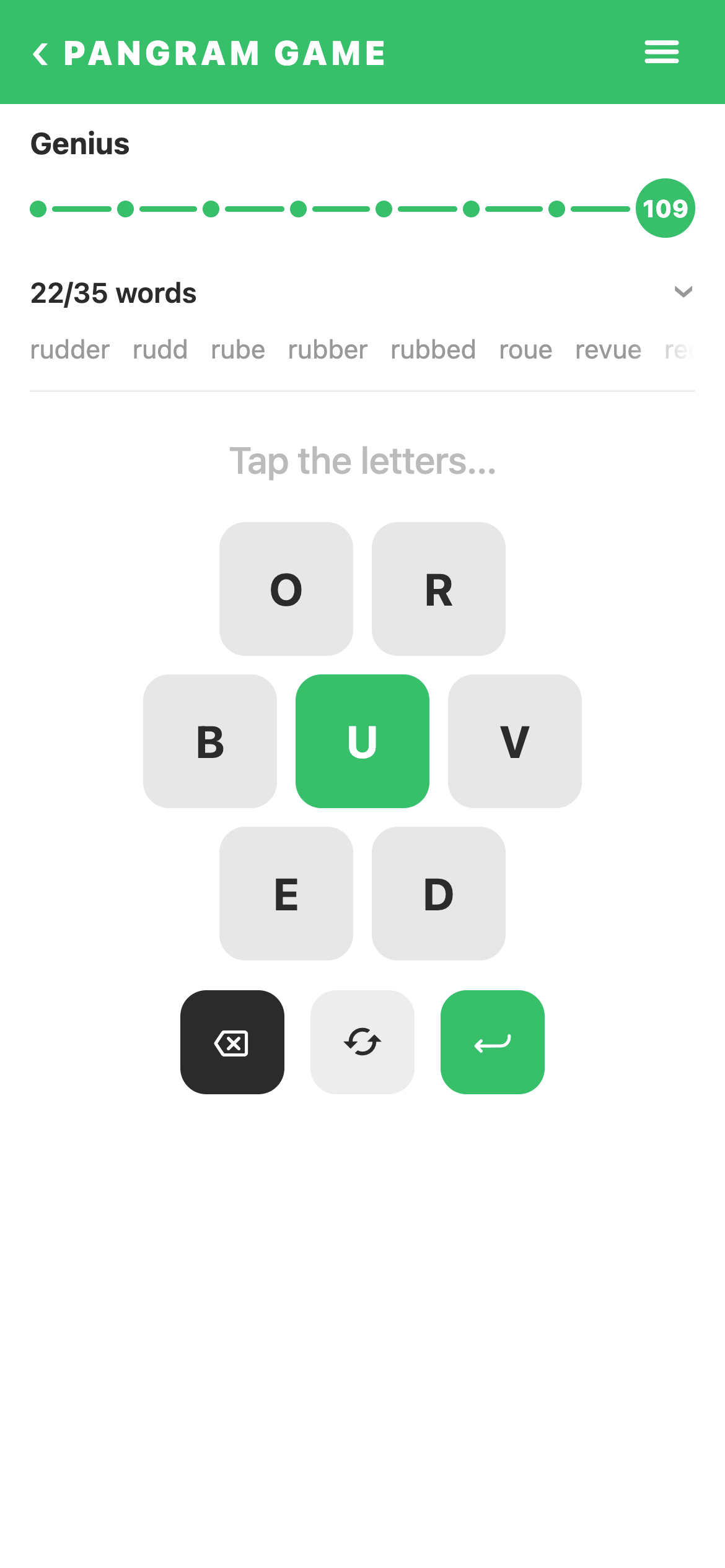 Pangram Game gameplay